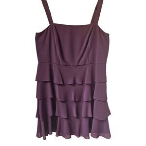 DRESS BARN WOMENS COLLECTION Plus Size Deep Purple Ruffle Tired Dress SIZE 20